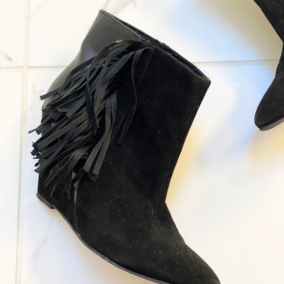 Qupid Fringe Wedge Bootie Faux Suede Size 8.5 - Picture 6 of 10